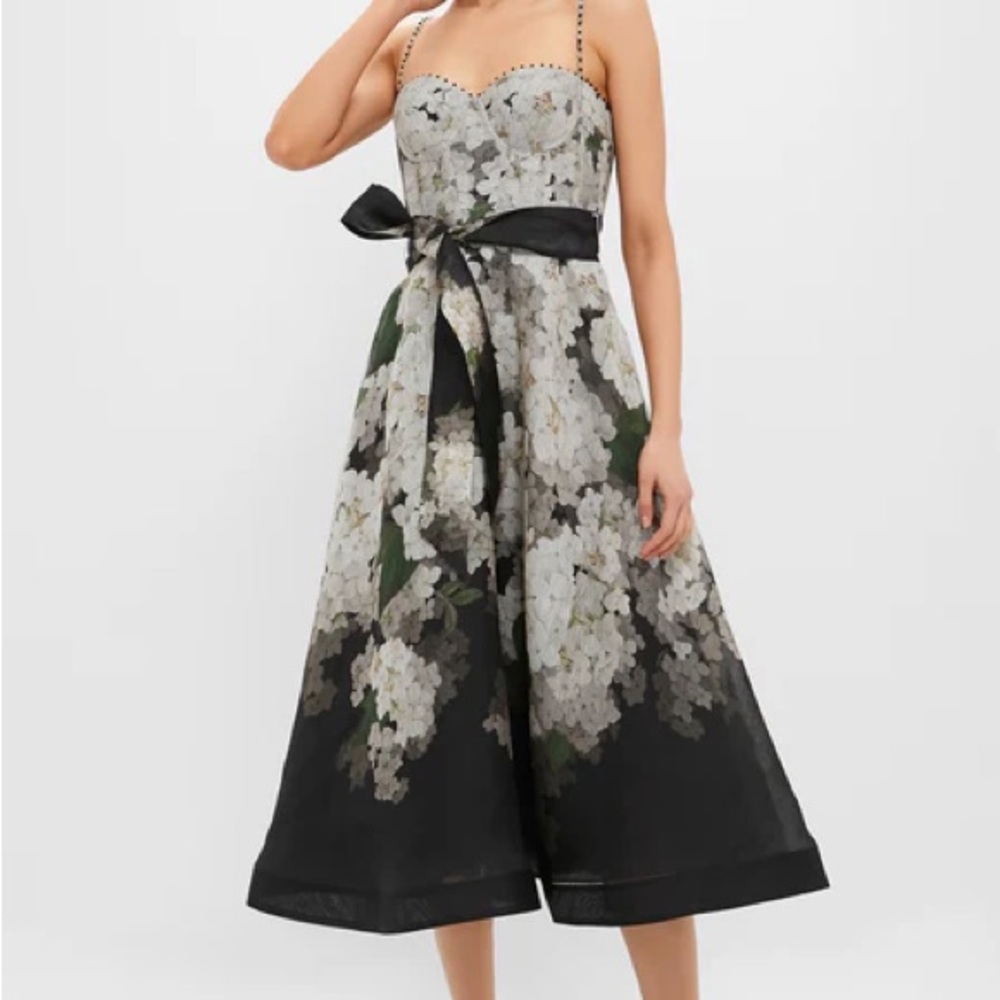 Zimmermann black hydrangeas balance floral picnic dress. Zimmermann 1